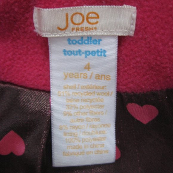 Joe Fresh, OMG how cute is this coat, Girls Coat, 4 year toddler, hot pink - Picture 4 of 5
